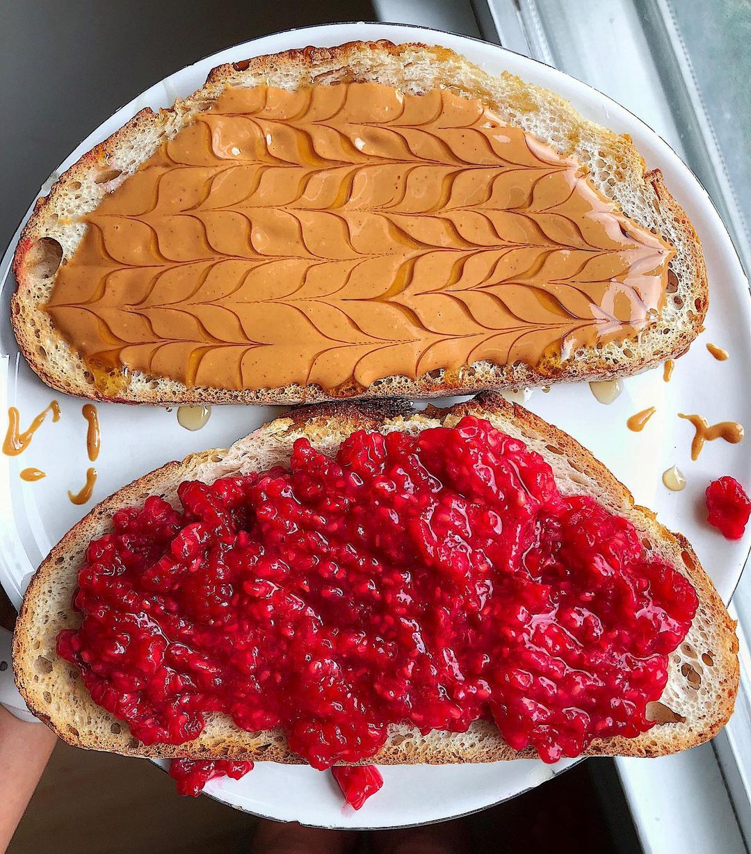 Peanut Butter Raspberry Toast with Honey