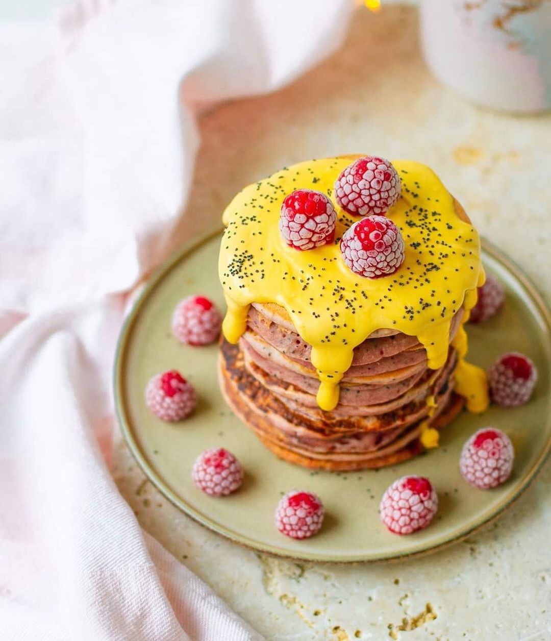 Dreamy Pink Poppy Seed Pancakes