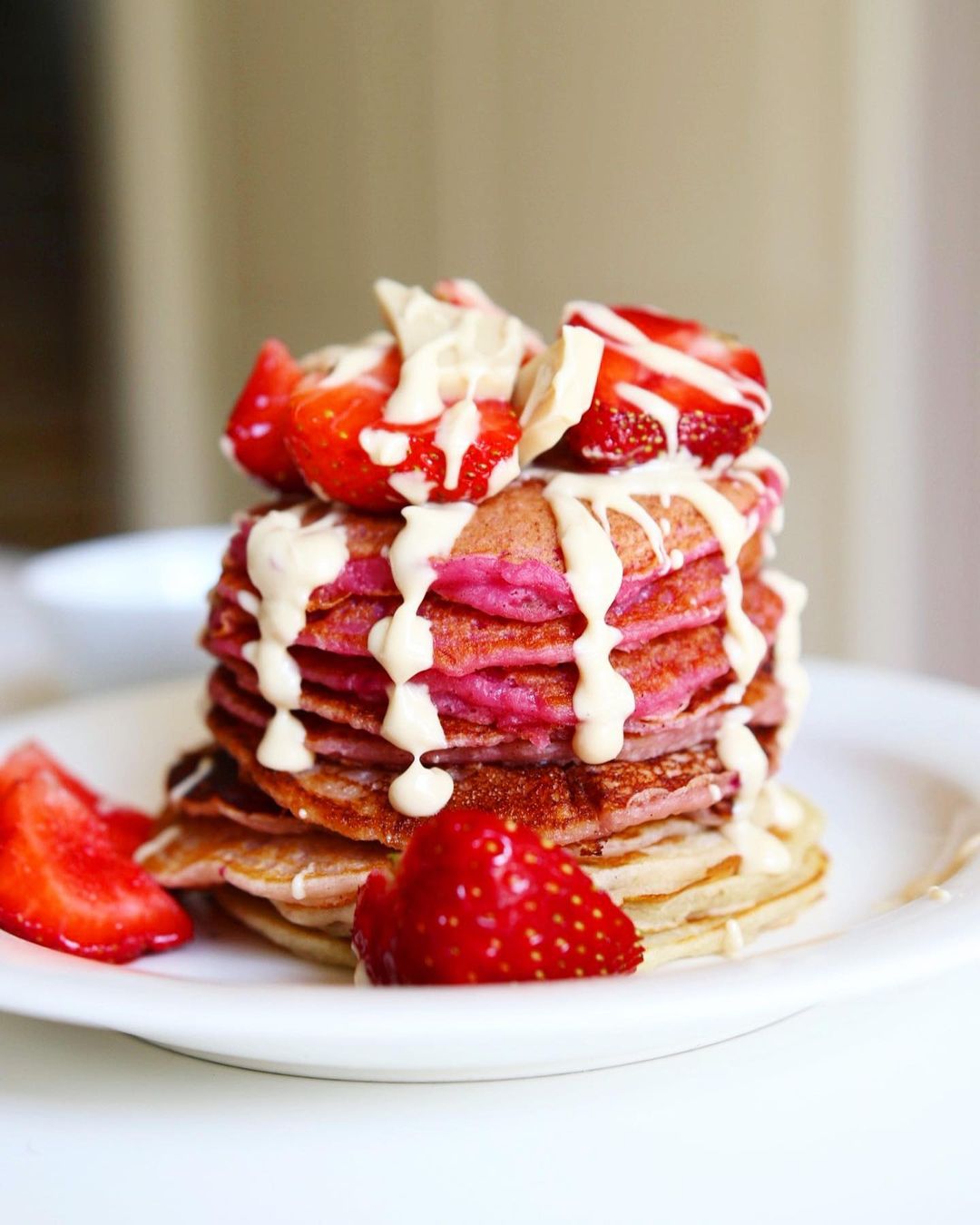 Pink Vegan Pancakes with Banana