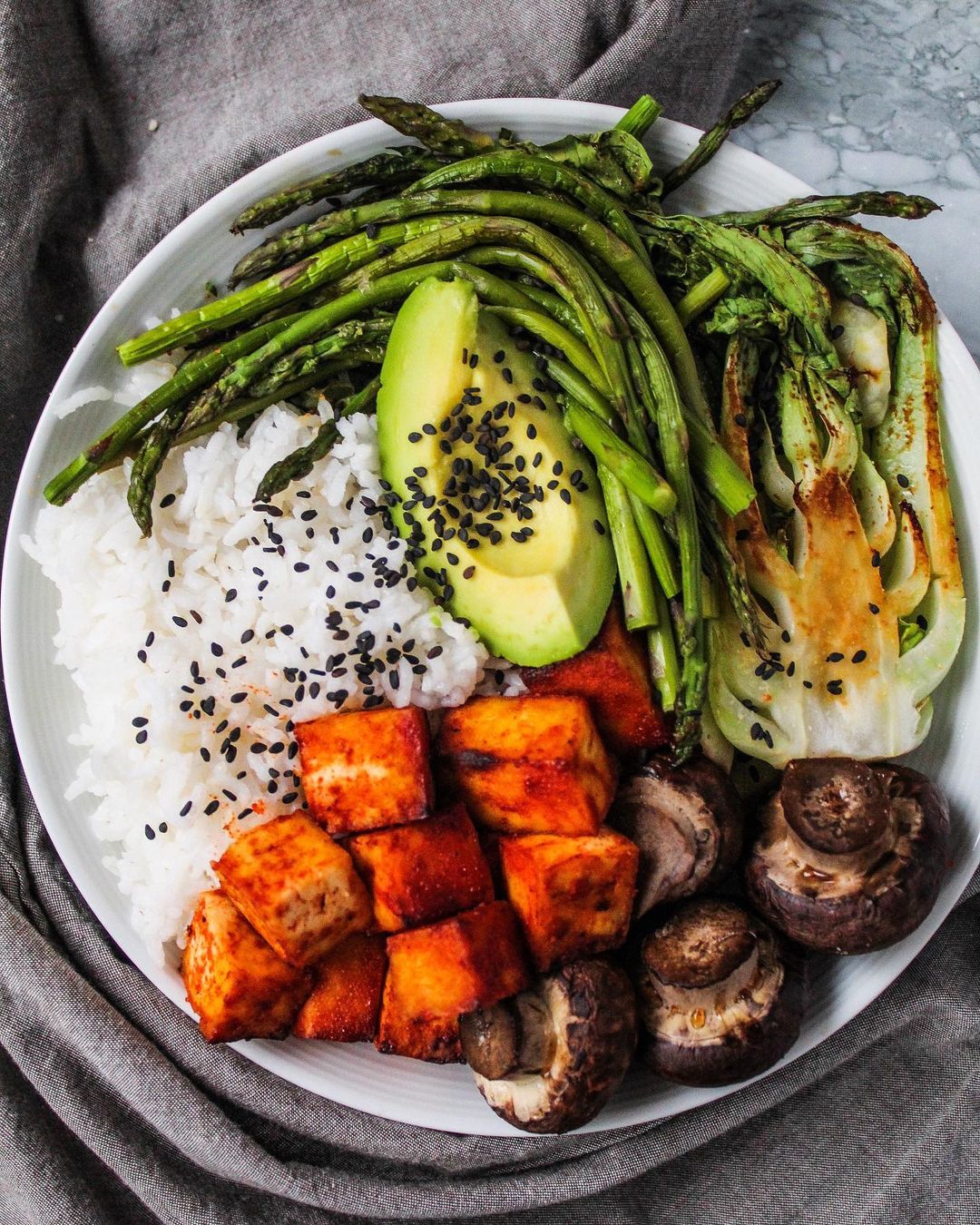Roasted Vegetables and Tofu Bowl Dinner