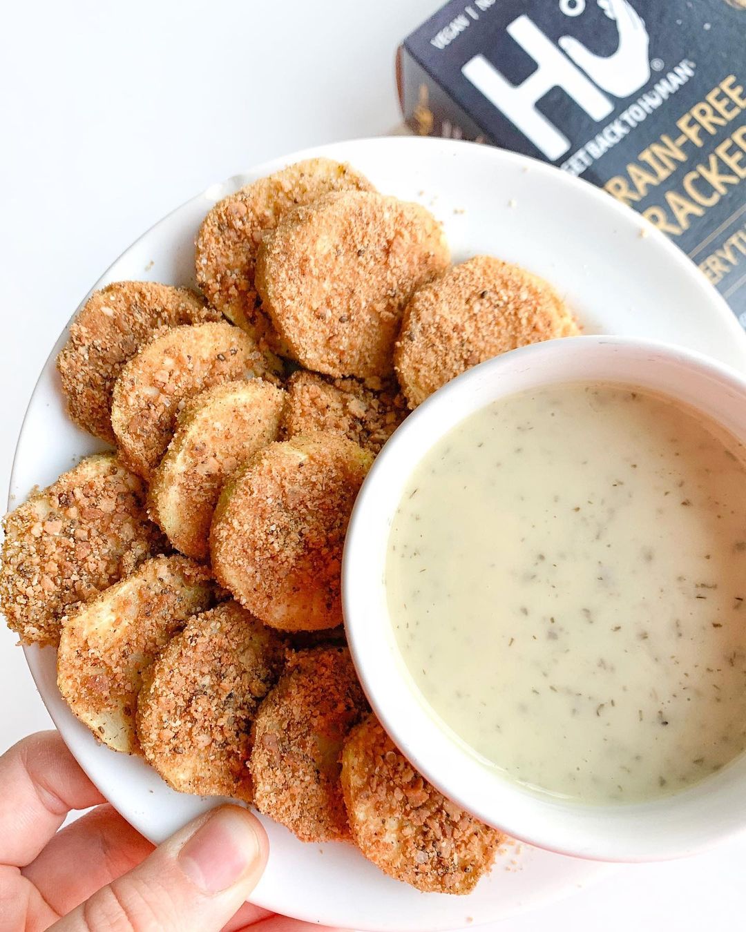 Air Fried Zucchini Snack with Everything Crackers