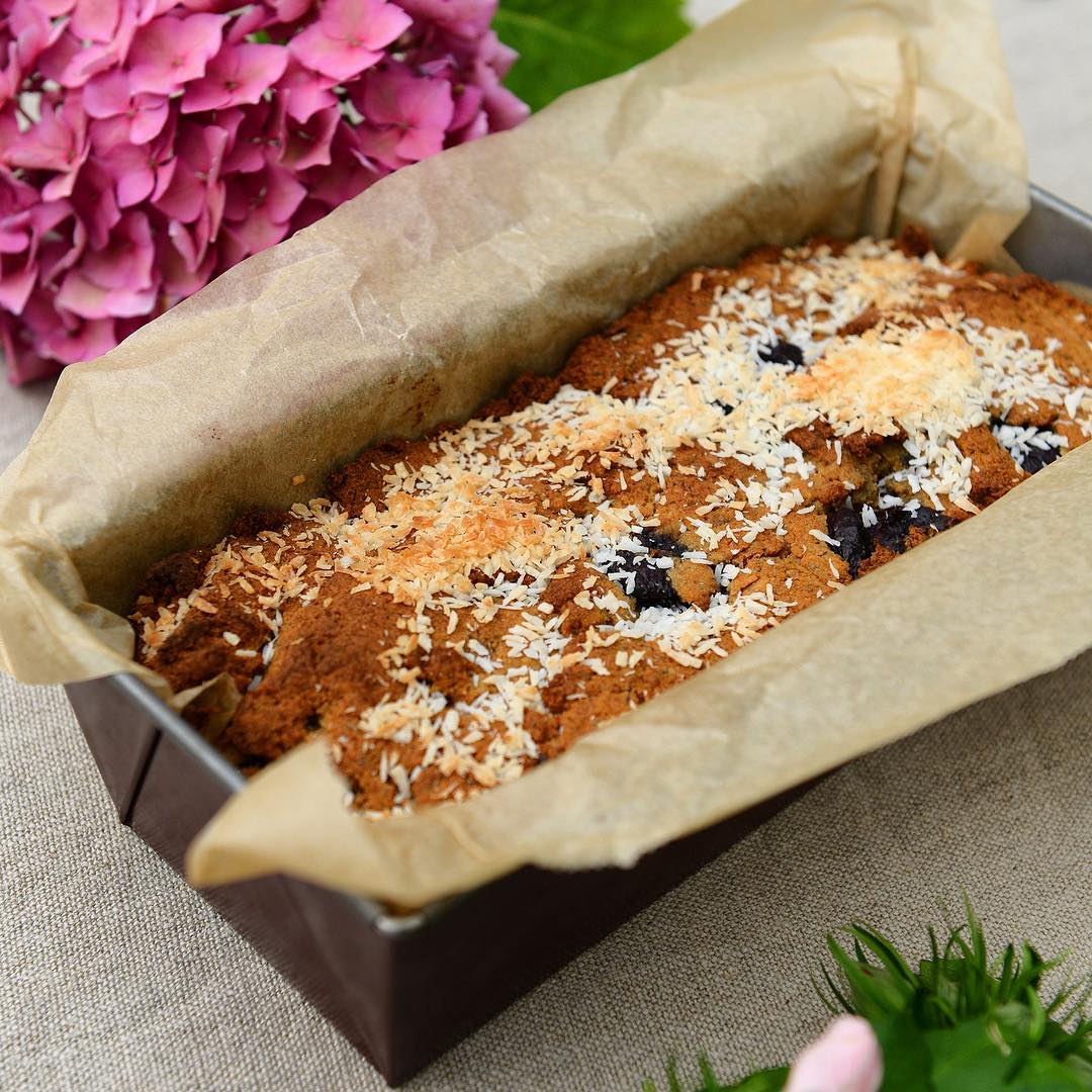 Coconut Banana Bread with Cherries