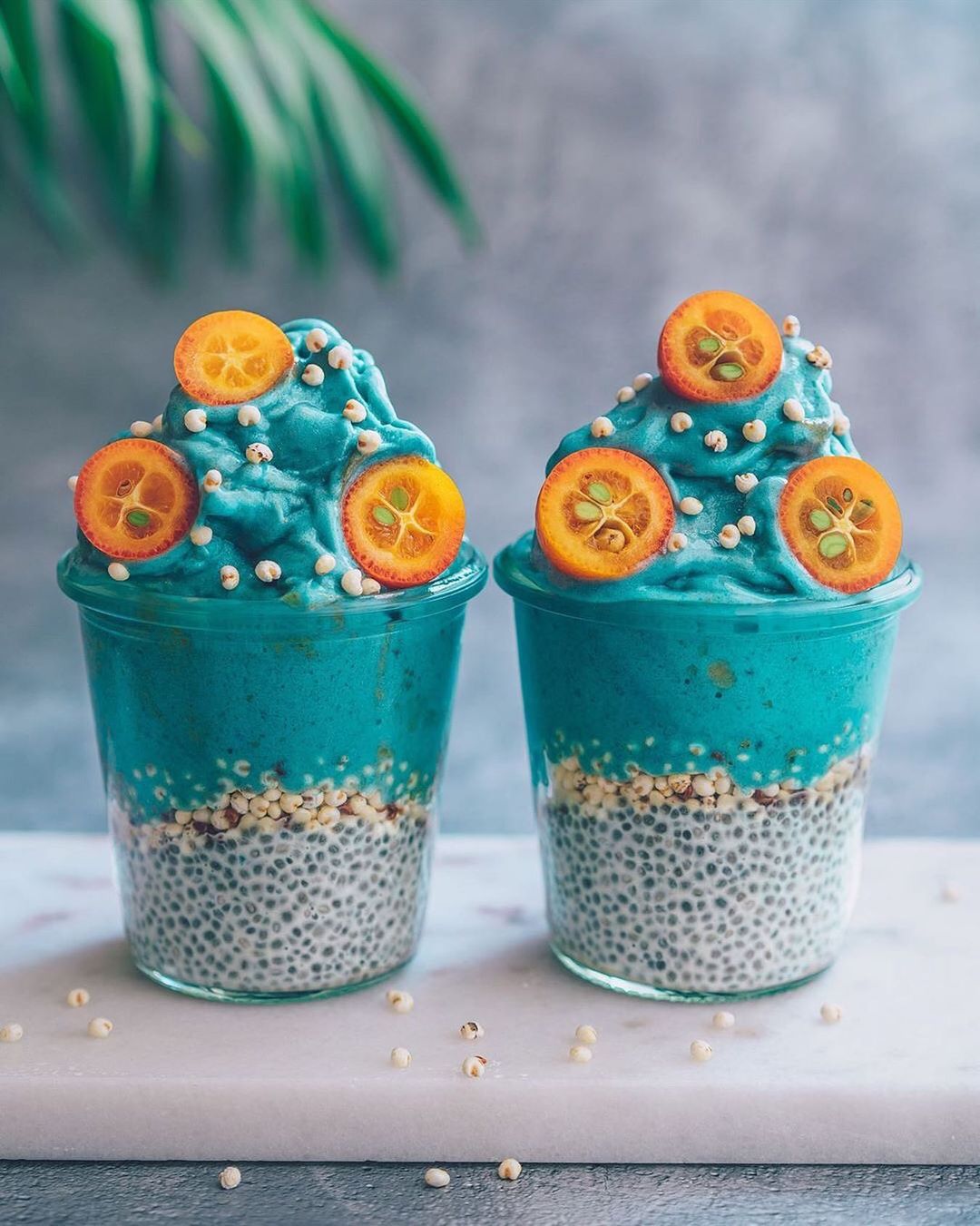 Blue Nicecream Cups with Kumquat Topping