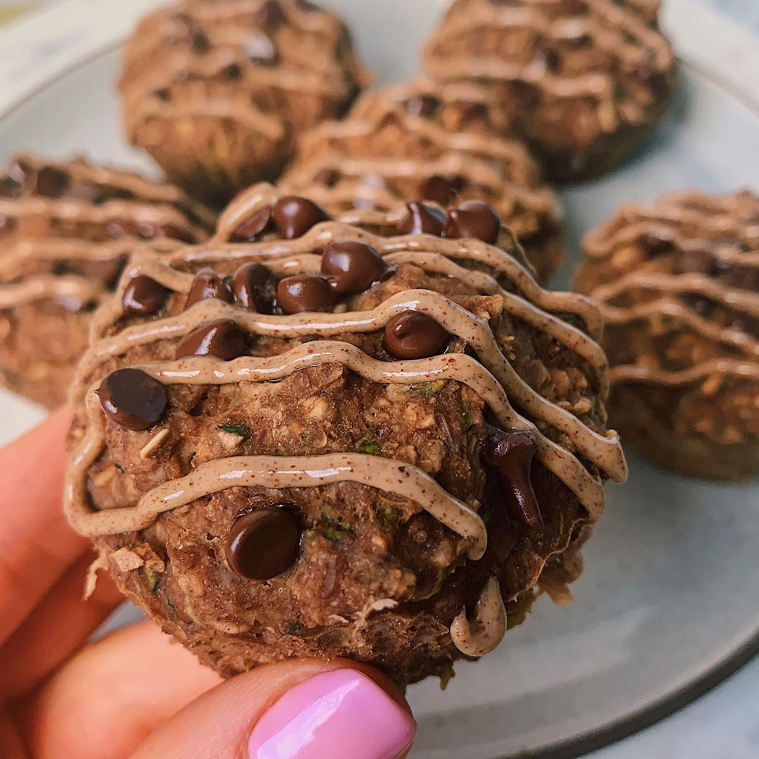 Vegan Peanut Butter Cup Zucchini Oatmeal Muffins