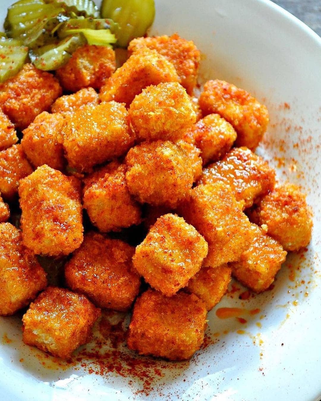 Vegan Nashville Hot Tofu Nuggets
