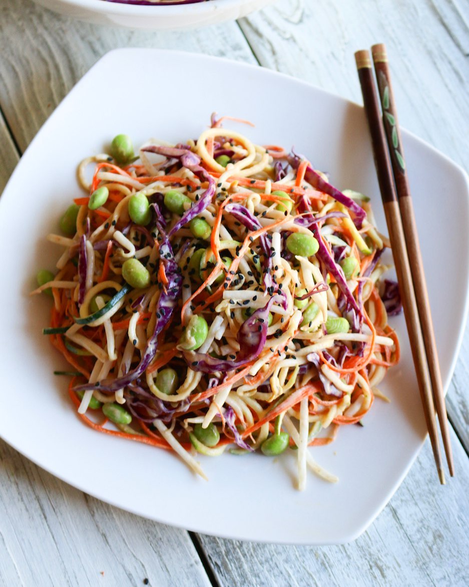 Raw Pad Thai with Fresh Vegetables and Almond Dressing