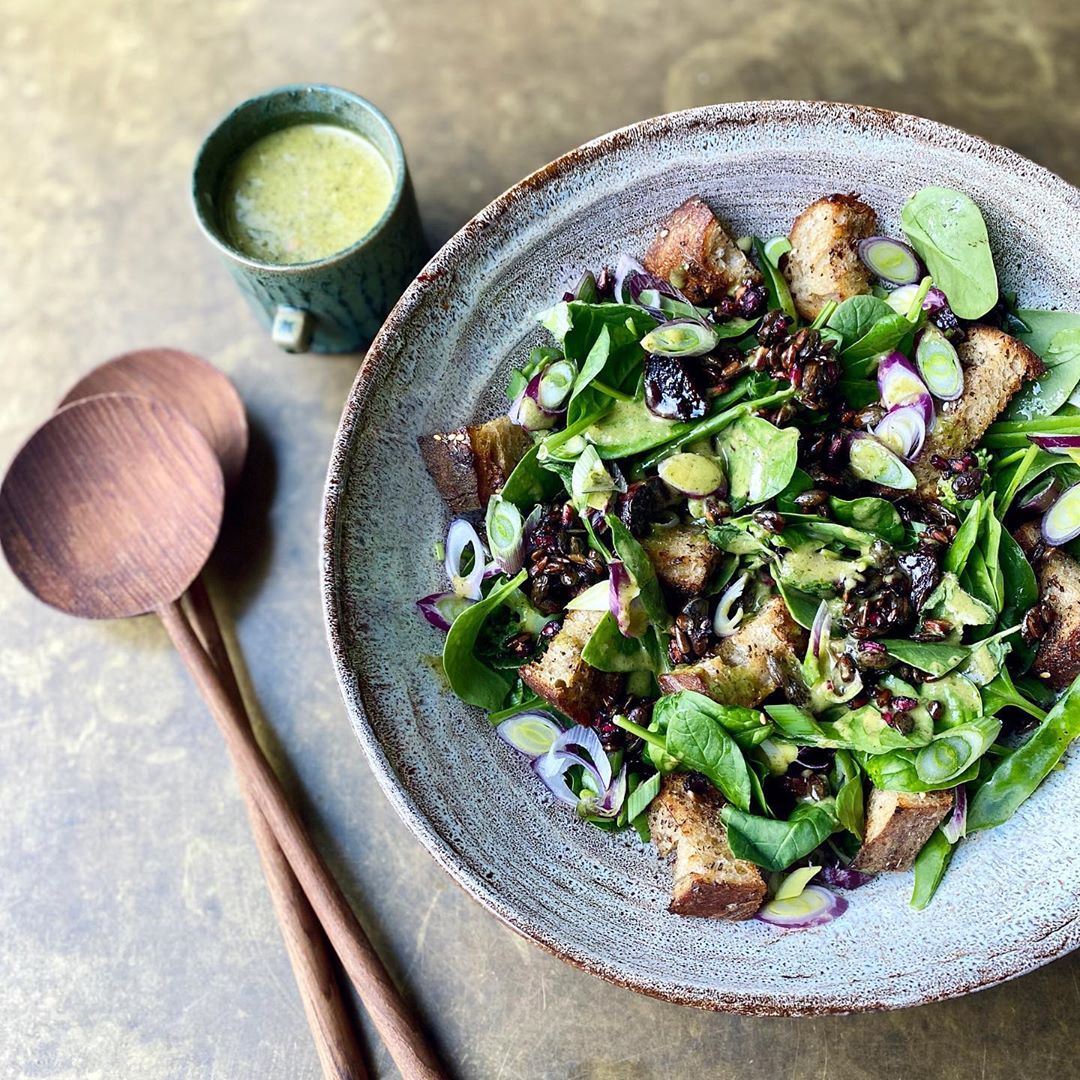 Caramelised Baby Beetroot Salad with Sourdough Croutons and Pomegranate Granola
