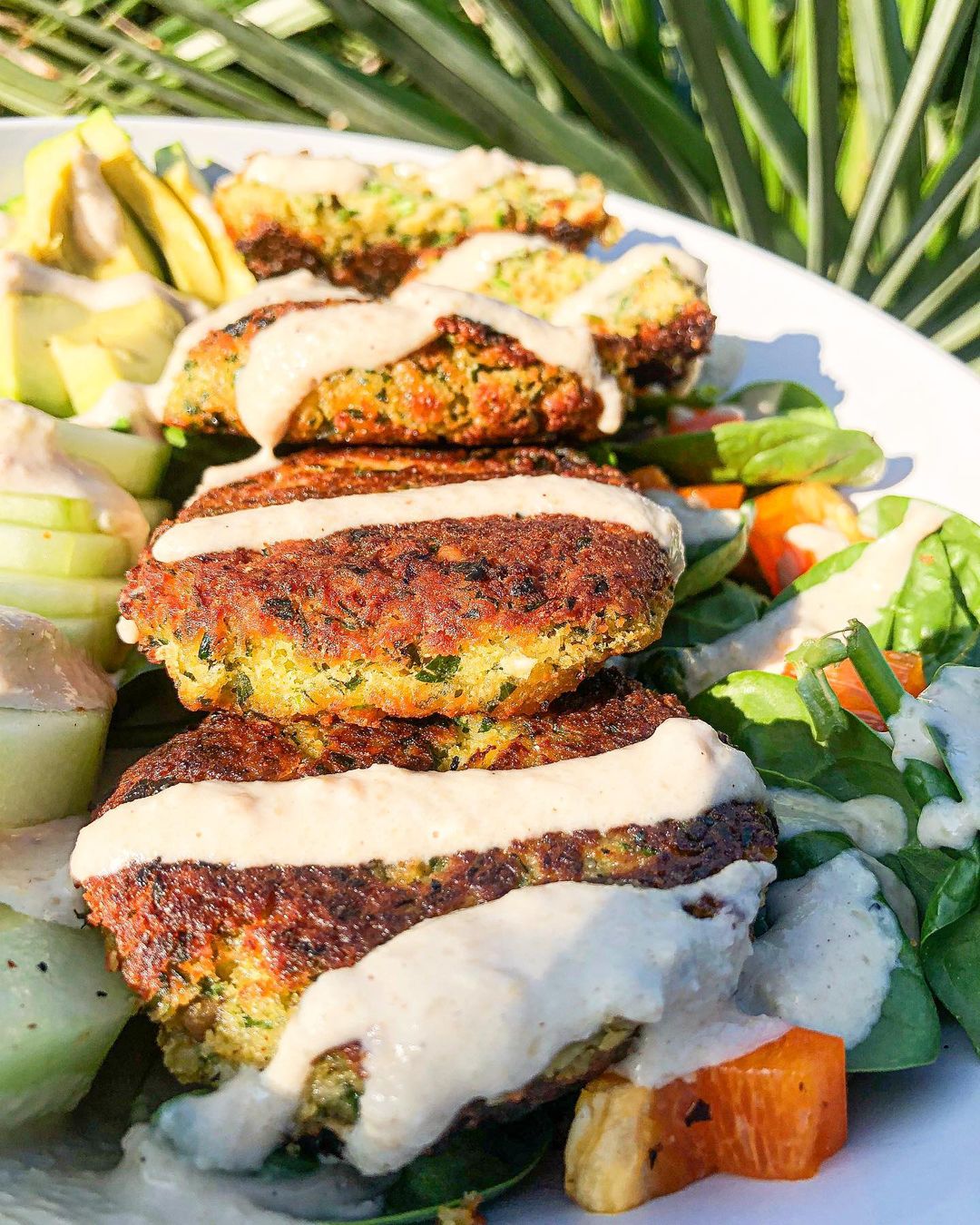 Homemade Falafel Salad with Tahini Dressing