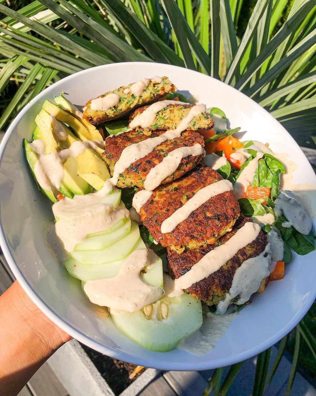 Homemade Falafel Salad with Tahini Dressing