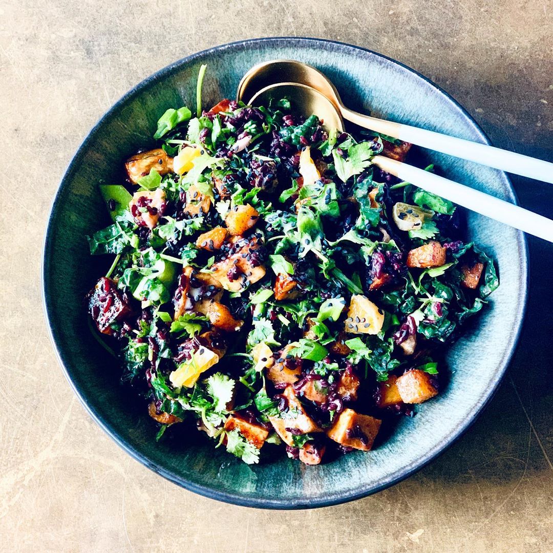Black Rice and Tofu Salad with Miso Dressing