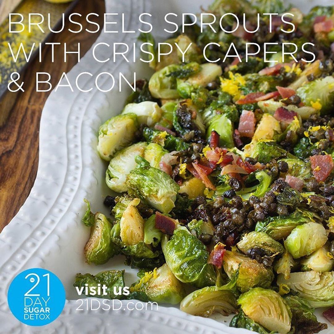 Crispy Bacon Brussels Sprouts with Zesty Capers