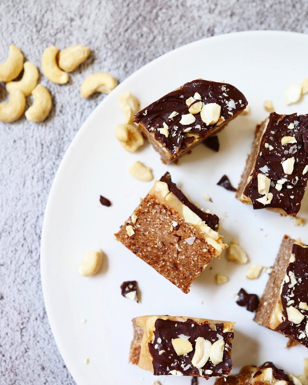 Vegan Cashew Layered Dessert with Chocolate