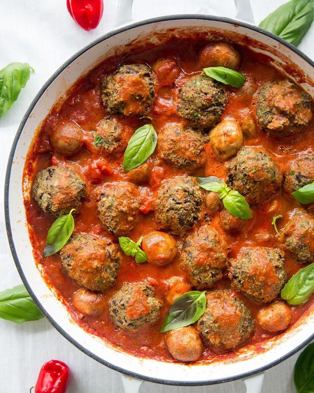 Eggplant and Black Bean Balls in Rich Tomato Sauce