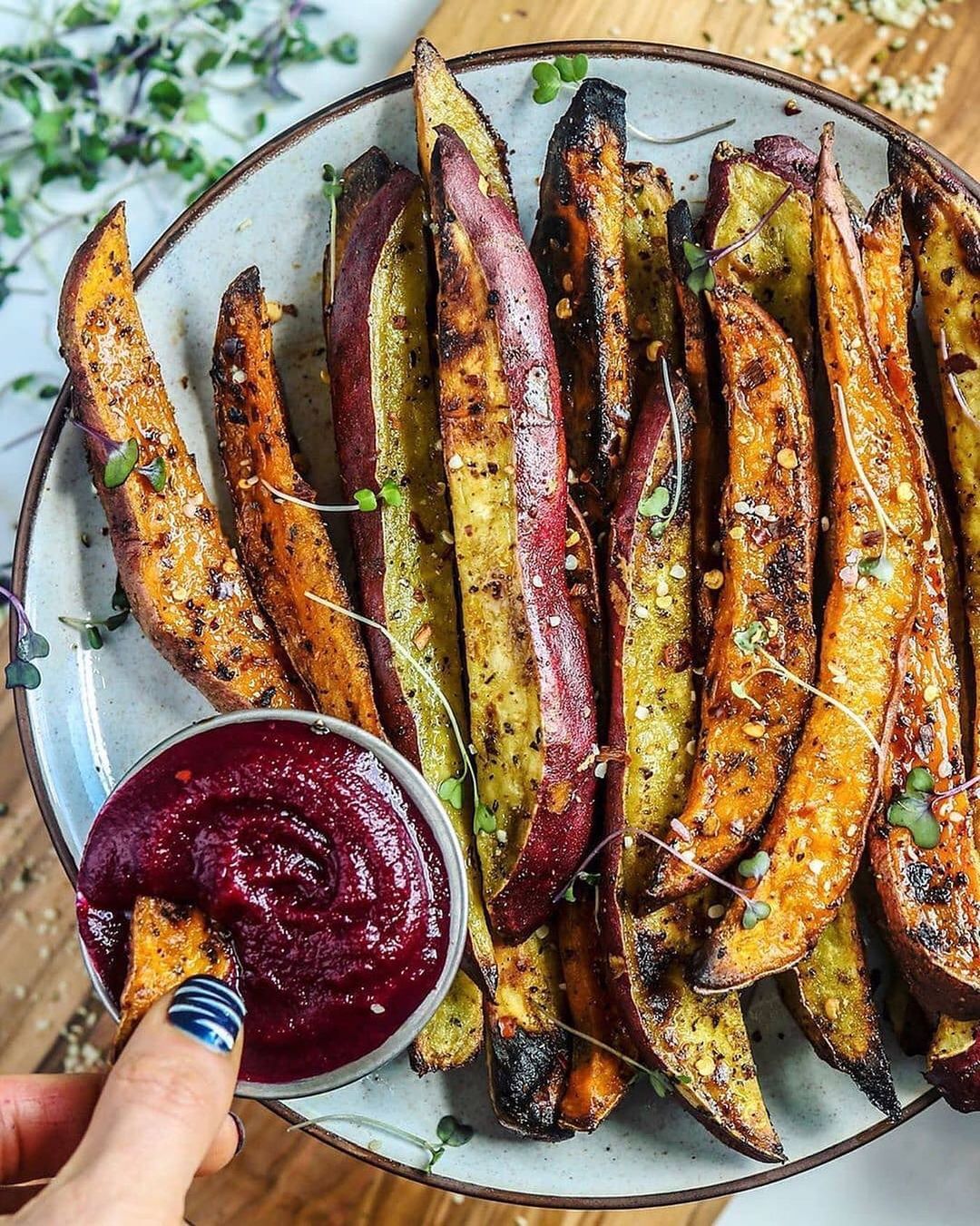 Sweet Potato Fries with Beet Ketchup
