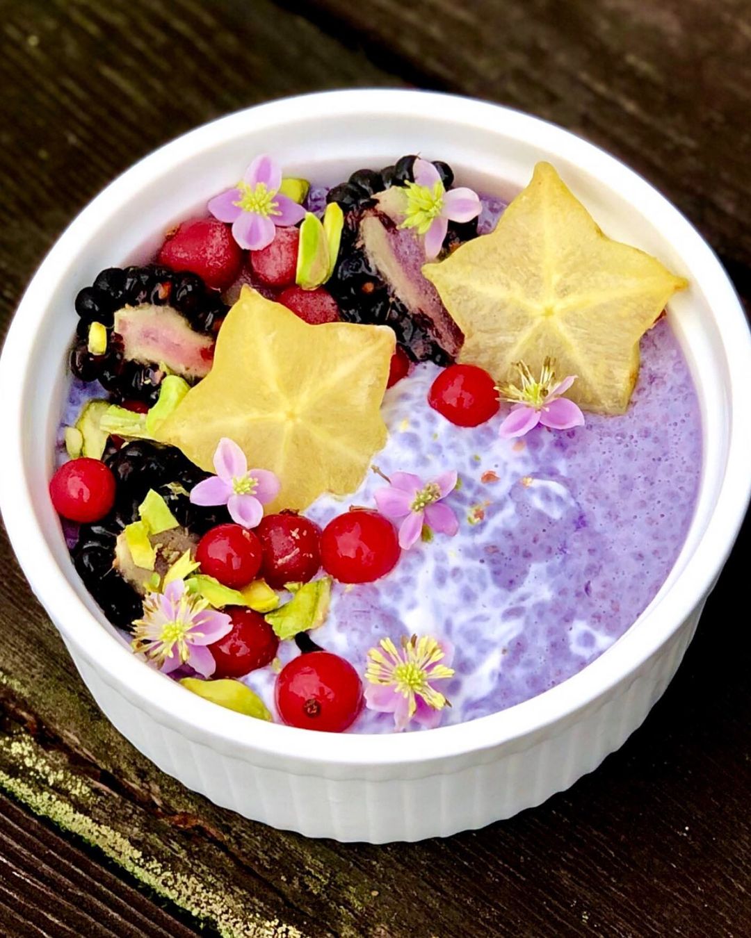 Chia Pudding with Color-Changing Magic and Fruits