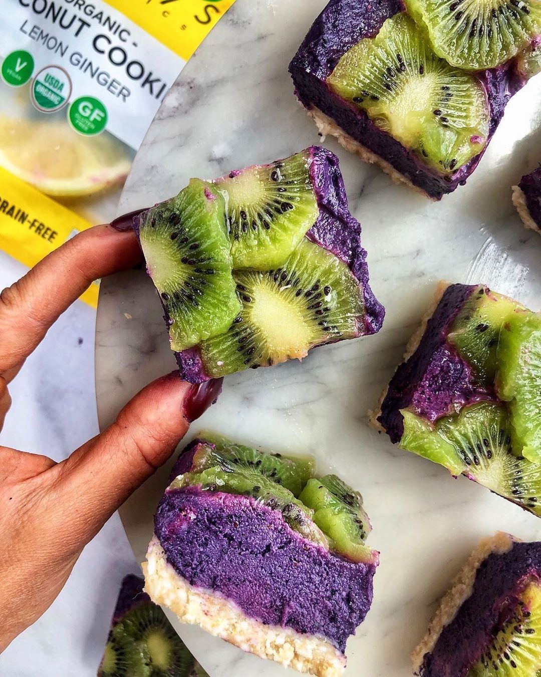 Raw Vegan Blueberry Kiwi Cheesecake