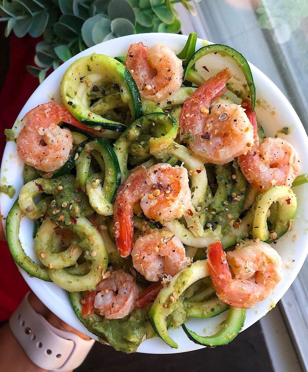 Lemon Garlic Shrimp with Zoodles and Avocado Pesto