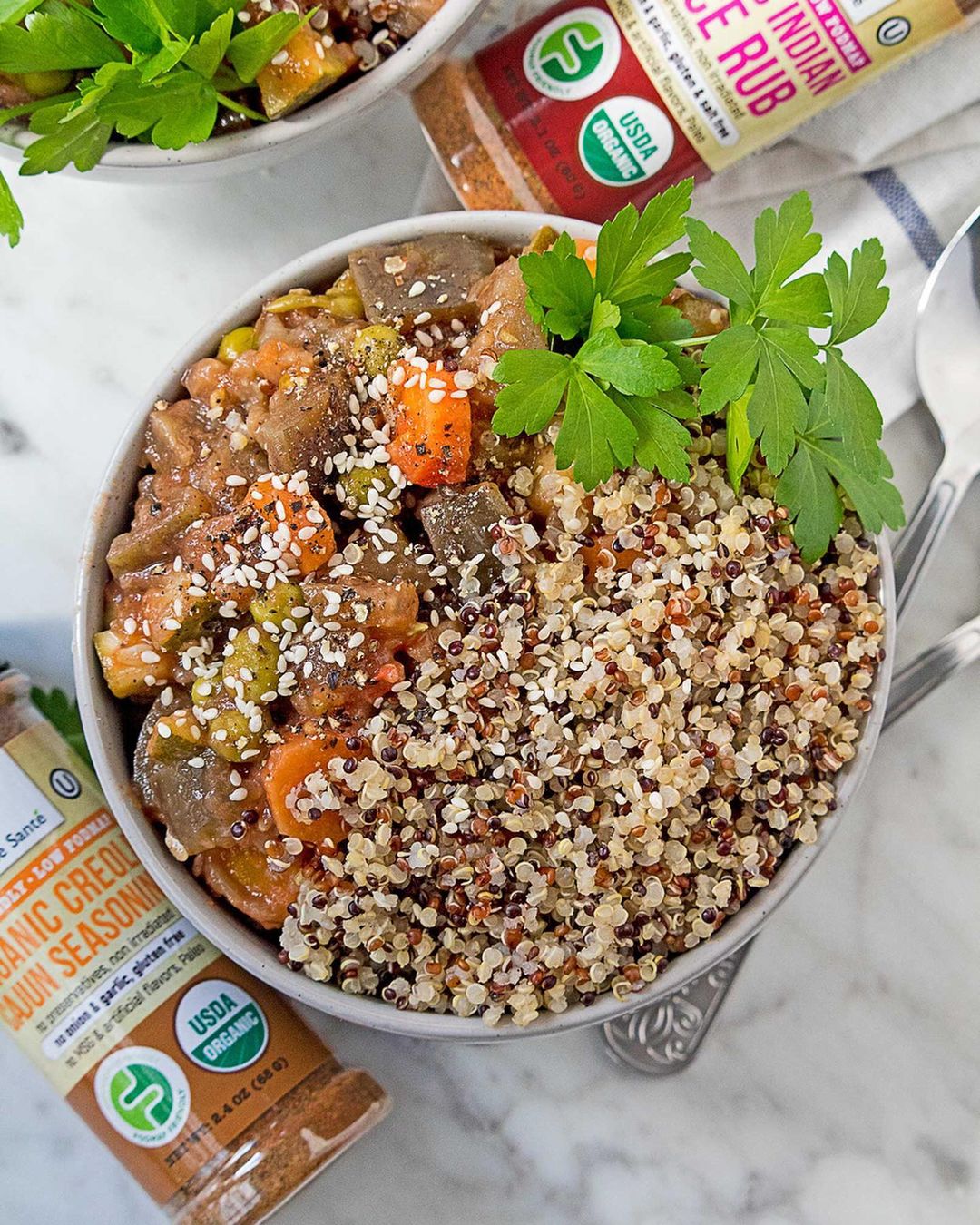 Vegan Spicy Eggplant Stew with Quinoa