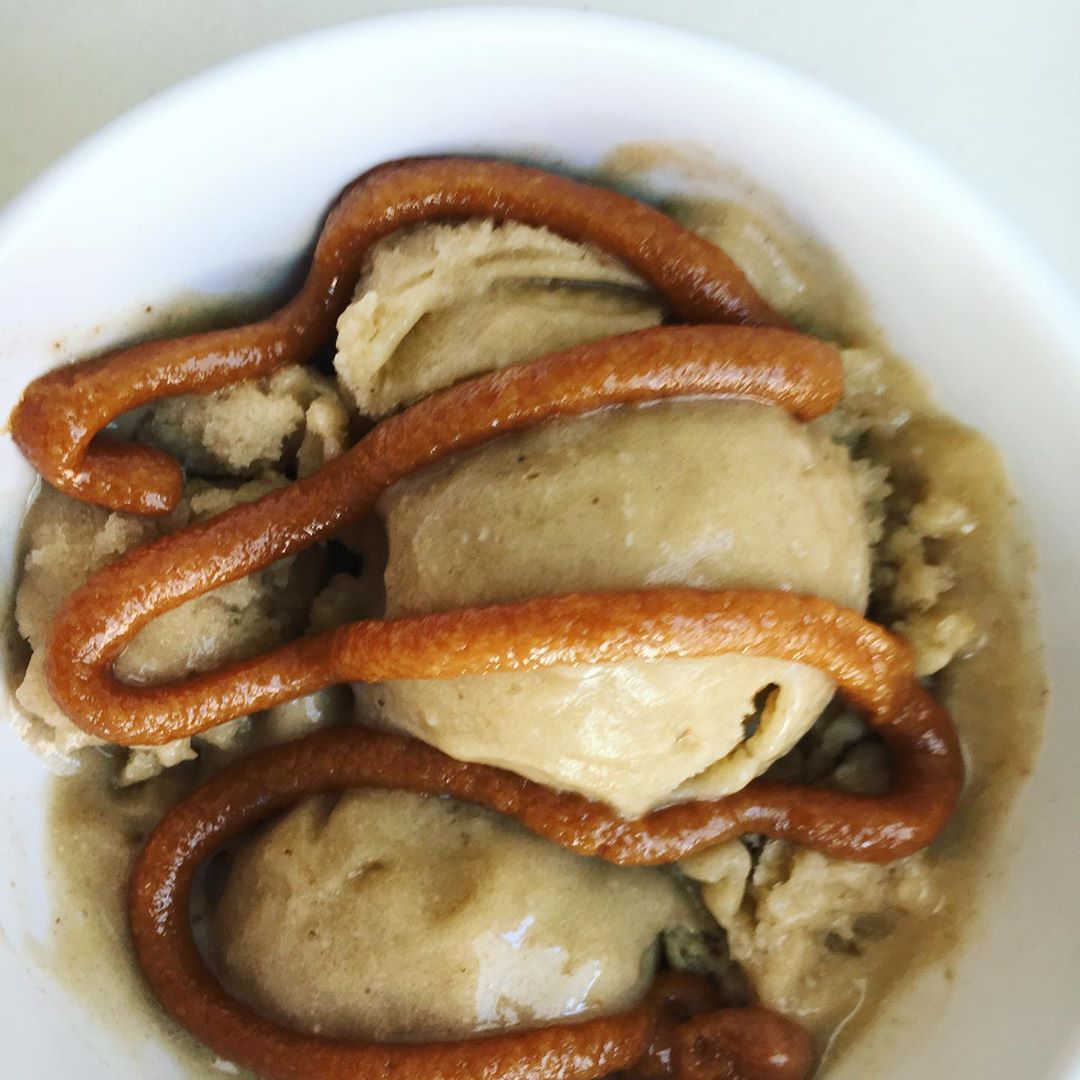 Banana Coconut Sorbet with Tahini Drizzle