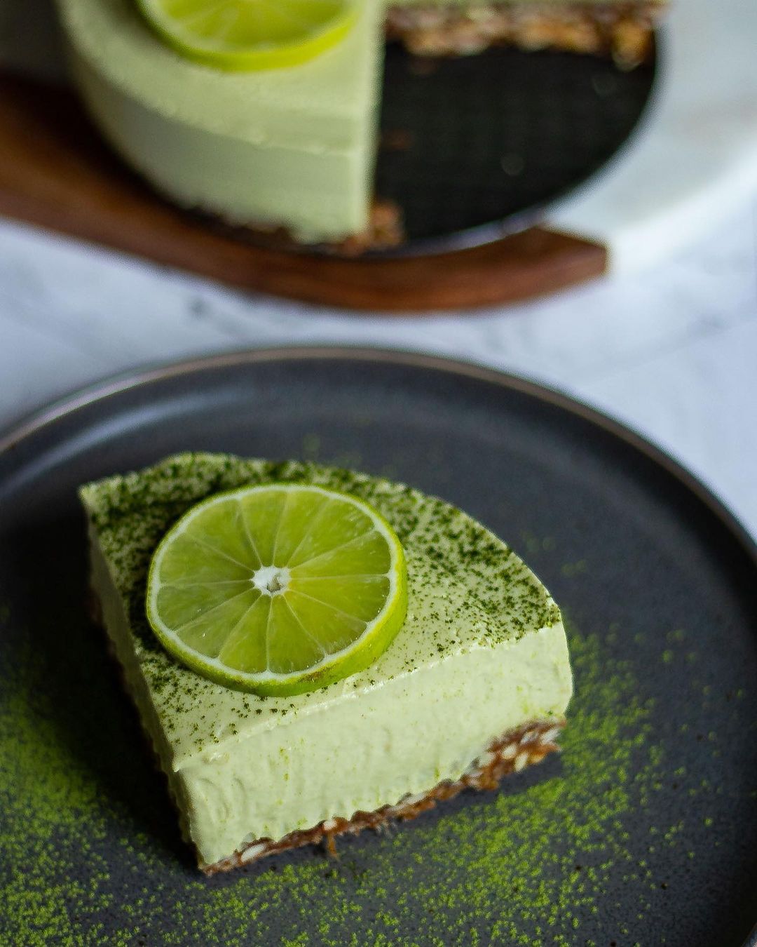 No Bake Vegan Matcha Key Lime Pie
