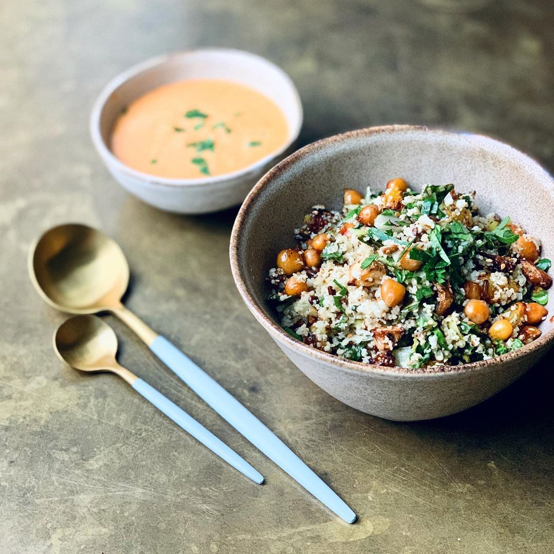 Warm Winter Couscous Cauliflower Salad Hummus