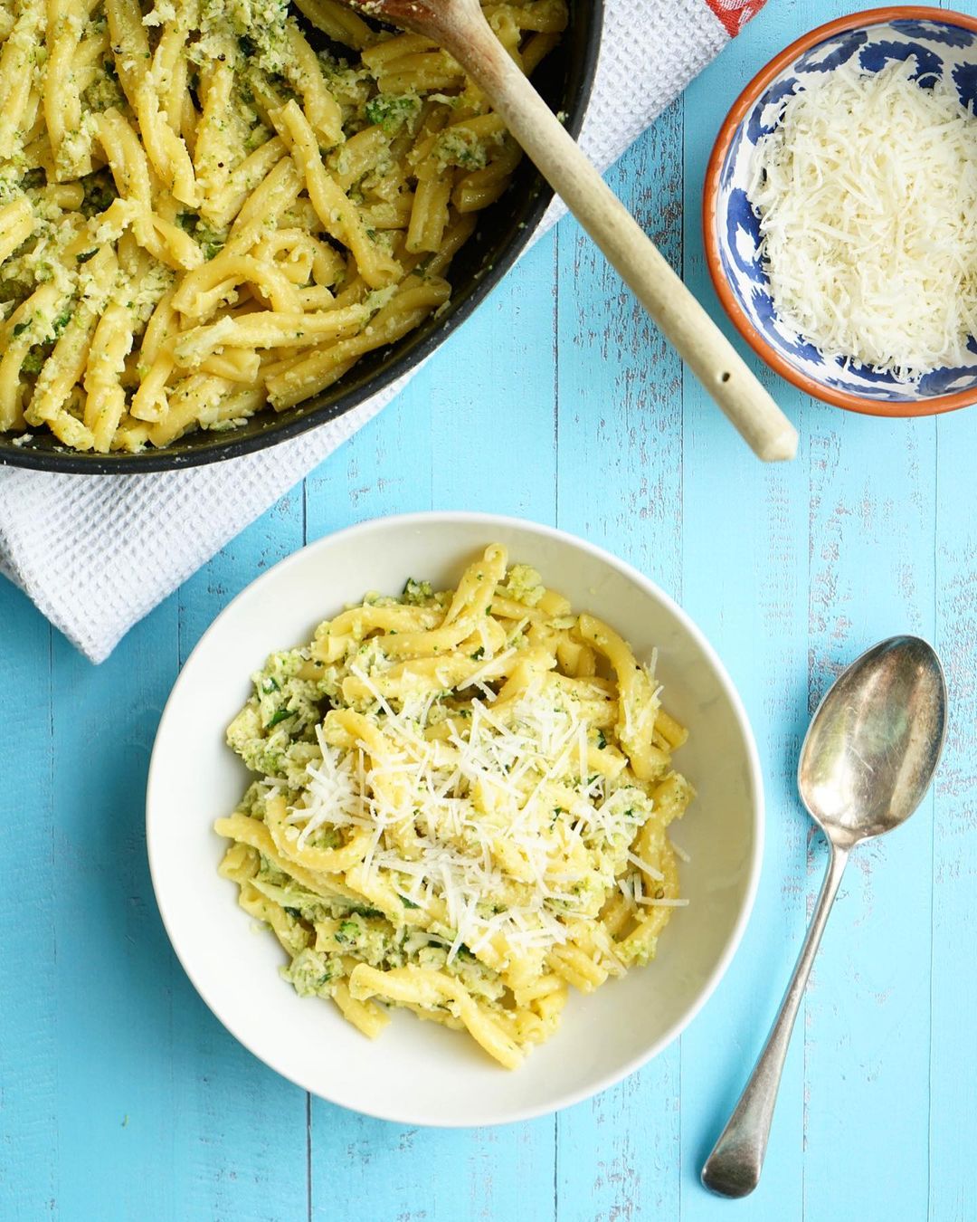 Pasta with Homemade Broccoli Pesto and Lashings of Parmesan