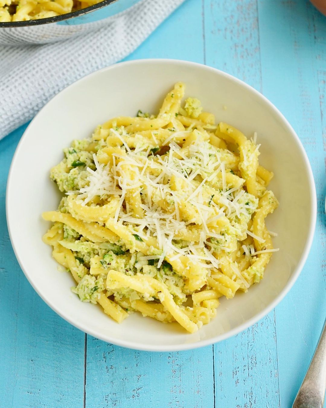 Pasta with Homemade Broccoli Pesto and Lashings of Parmesan