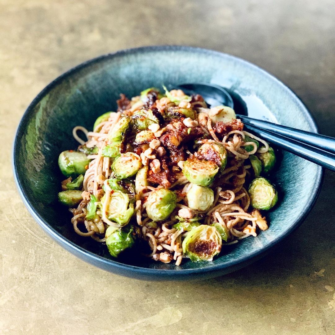 Soba Noodles with Roasted Brussels Sprouts