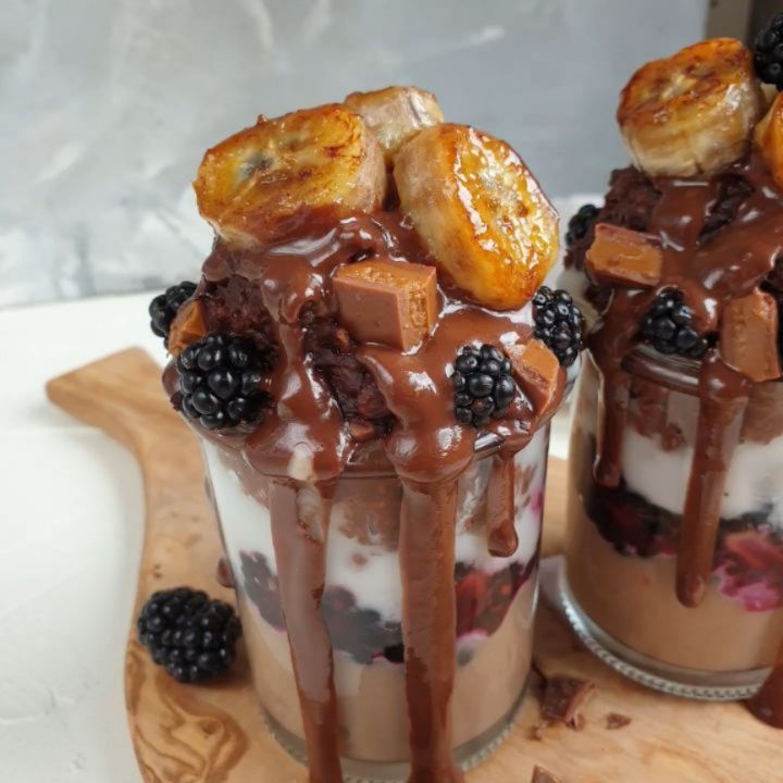 Vegan Chocolate Hazelnut Proats with Caramelized Banana