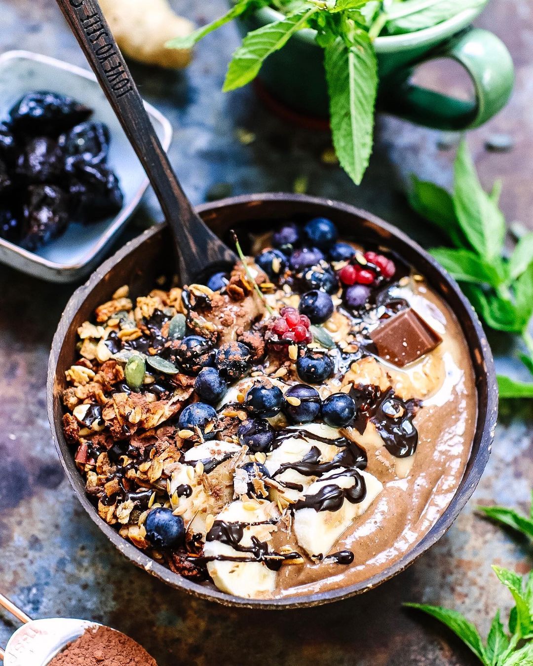 Super Creamy Cacao Ginger Avocado Smoothie Bowl
