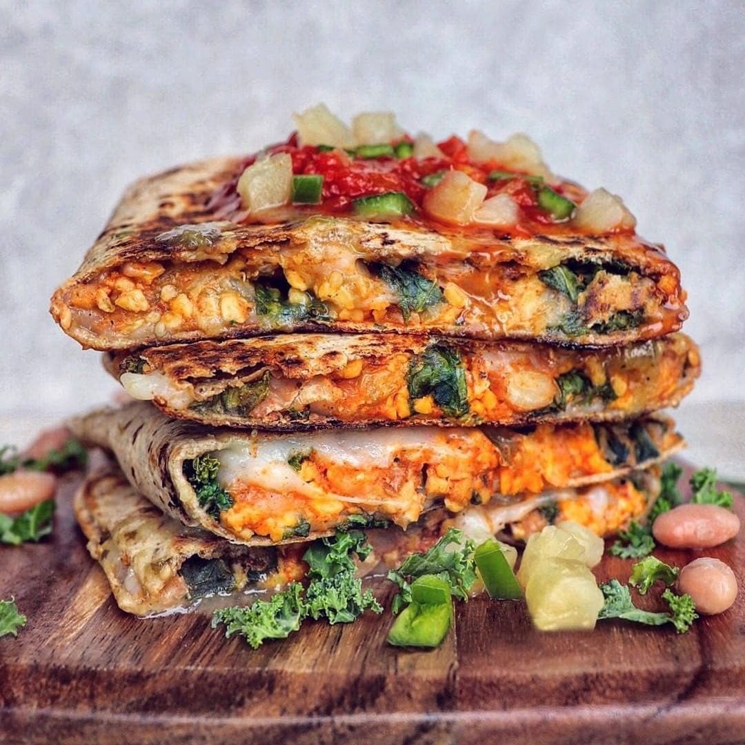 Vegan Flatbread Melts with Tempeh and Pineapple Salsa