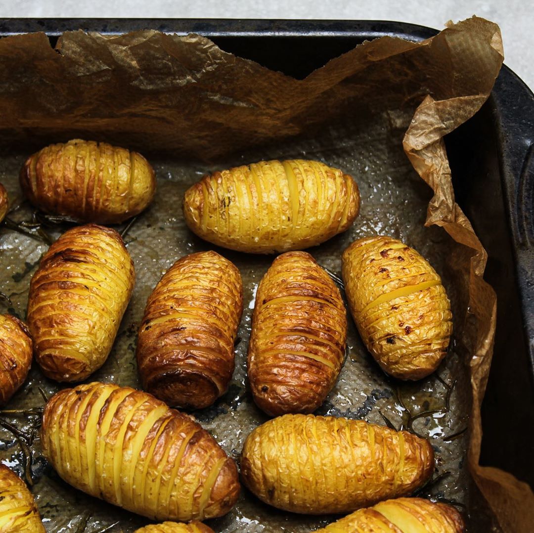 Golden Hasselback Potatoes Oven Roasted