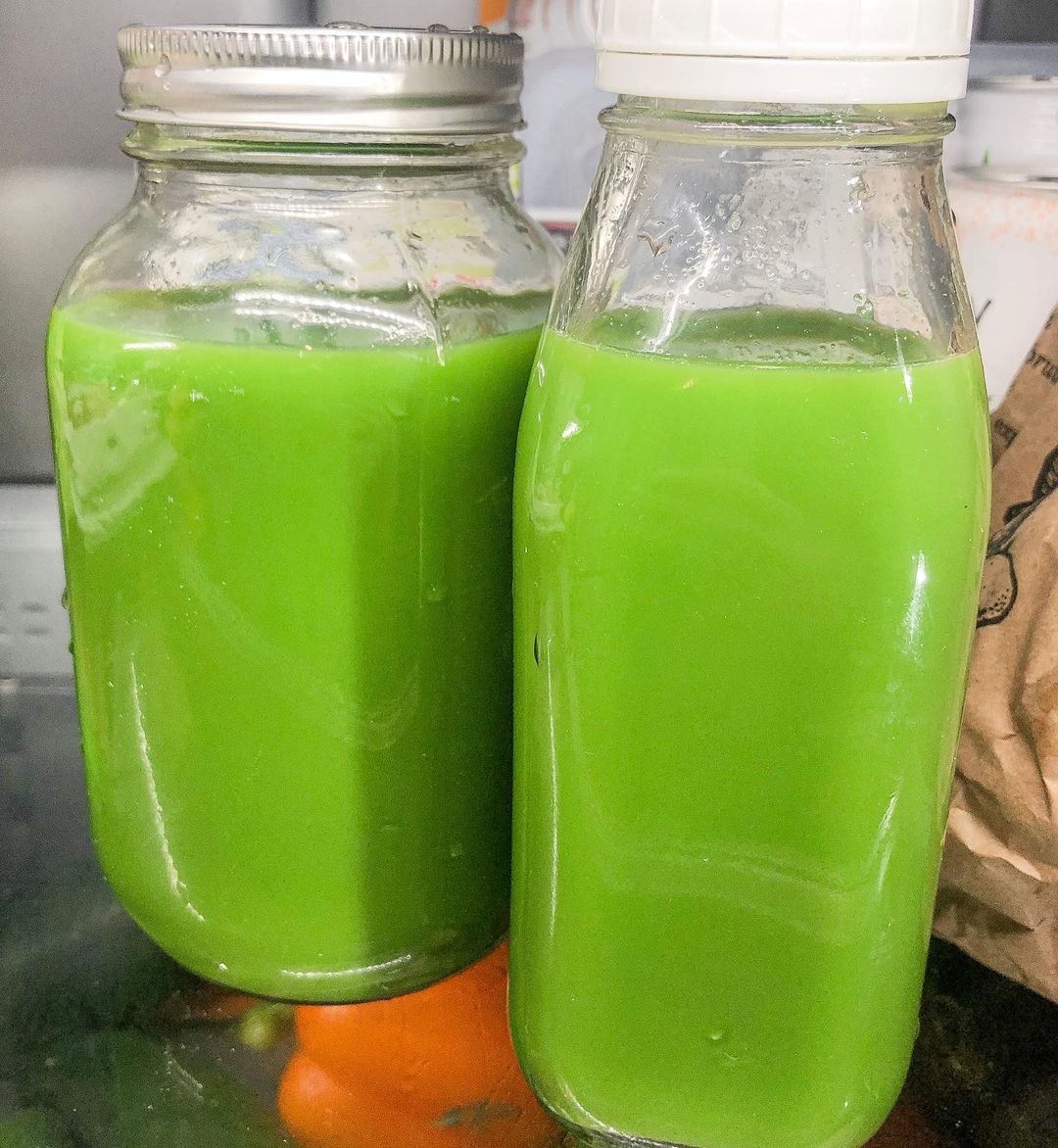 Homemade Green Juice with Fresh Veggies