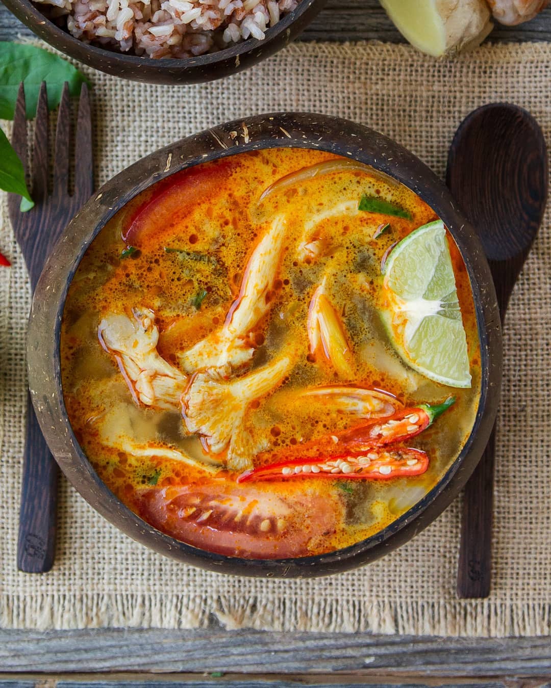 Tom Yum Mushroom Soup with Coconut Milk
