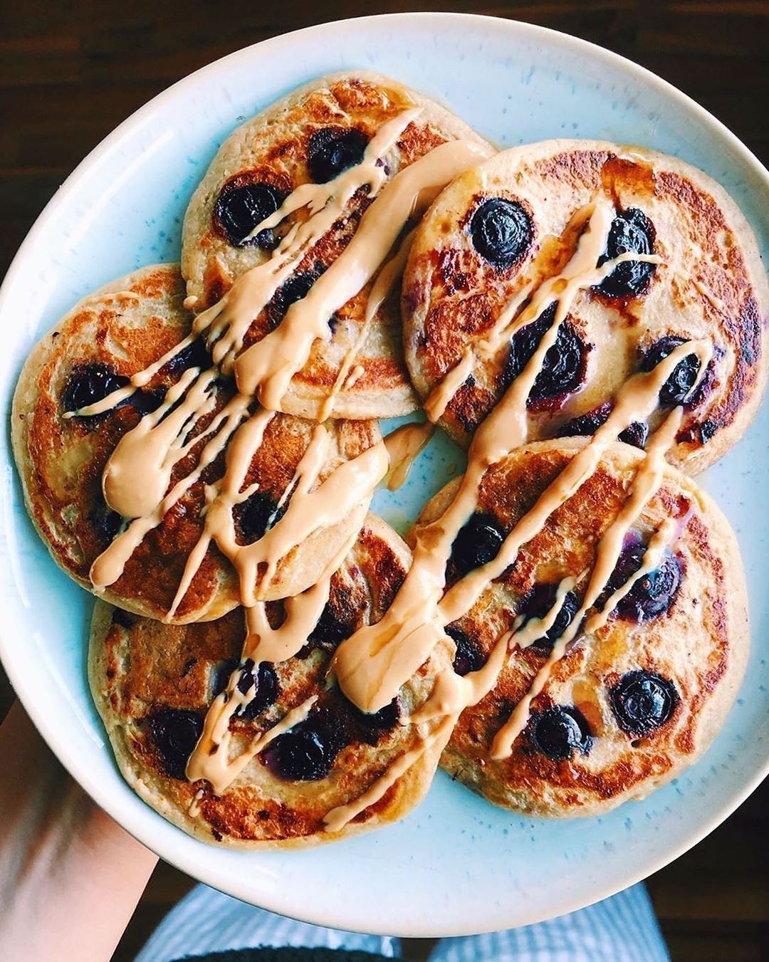 Simple Vegan Gluten-Free Blueberry Pancakes with Drizzle