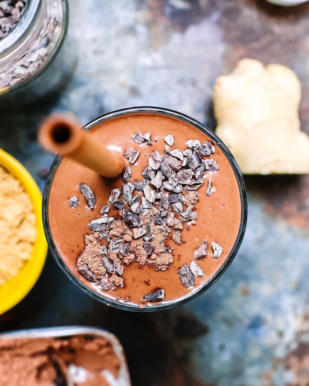 Simple Banana Cacao Ginger Protein Smoothie