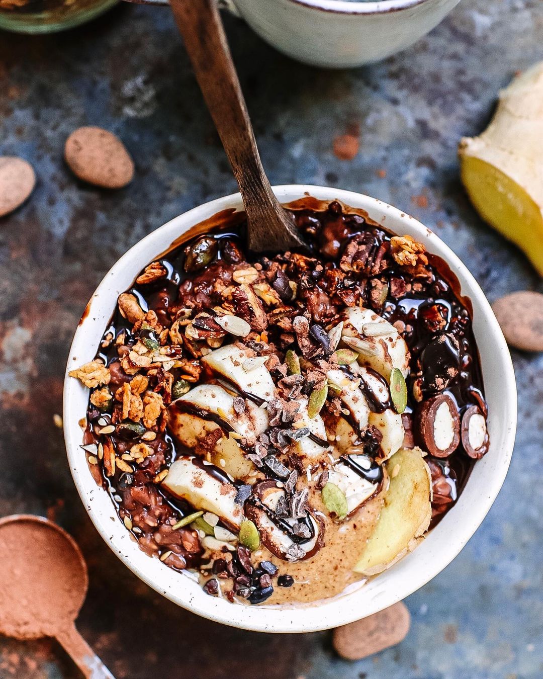 Chocolate and Ginger Porridge Breakfast