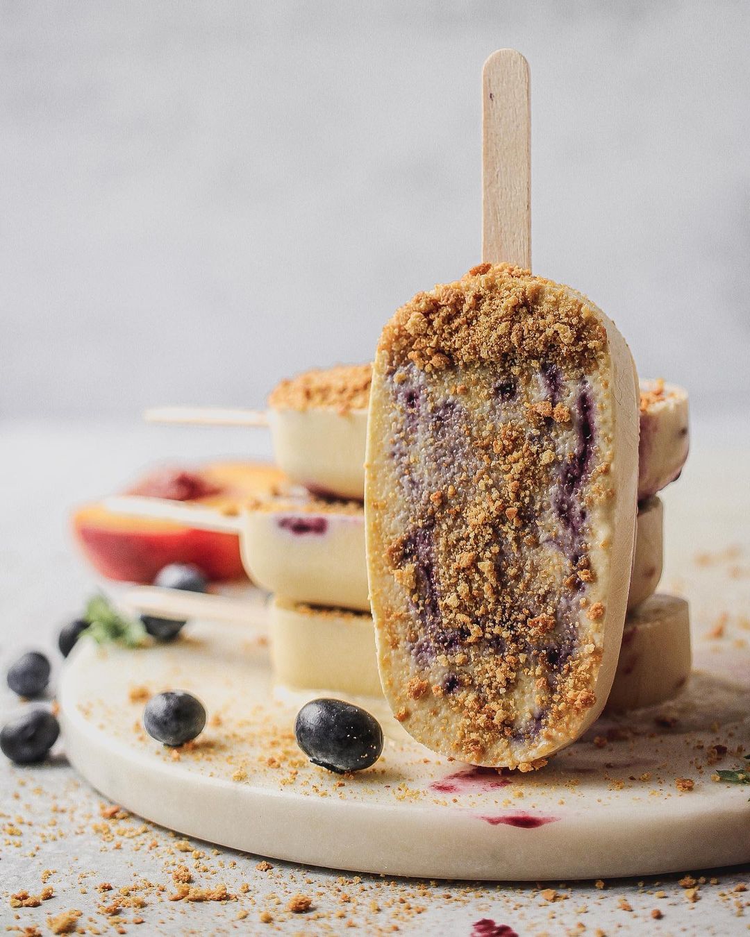 Peach and Blueberry Smash Ice Pops