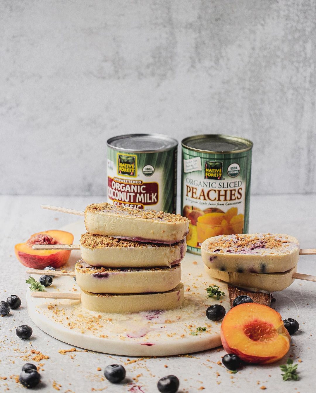 Peach and Blueberry Smash Ice Pops
