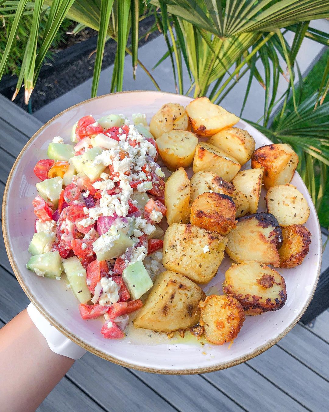 Vegan Greek Salad with Herb Dressing