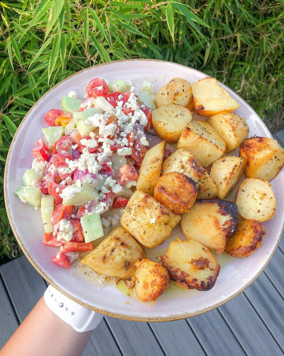 Vegan Greek Salad with Herb Dressing