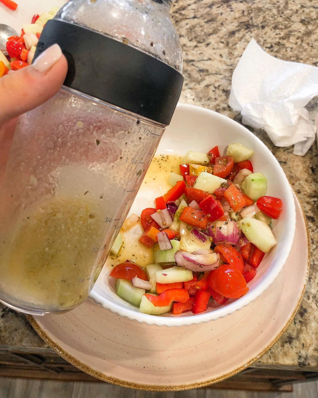 Vegan Greek Salad with Herb Dressing
