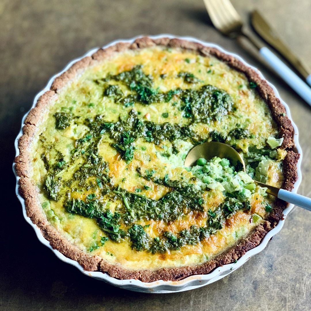 Green Pea and Walnut Tart