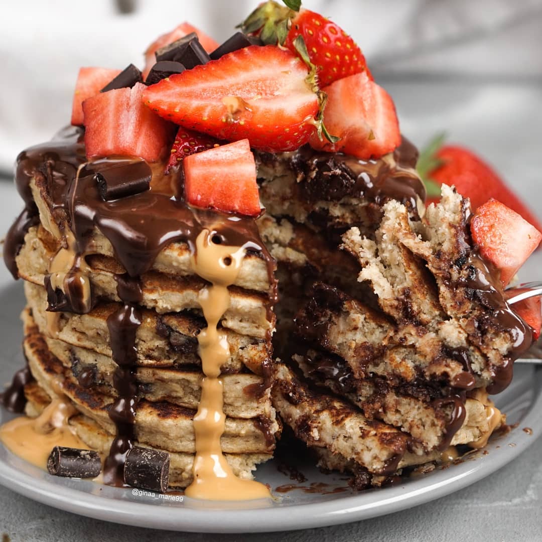 Fluffy Vegan Chocolate Chip Pancakes