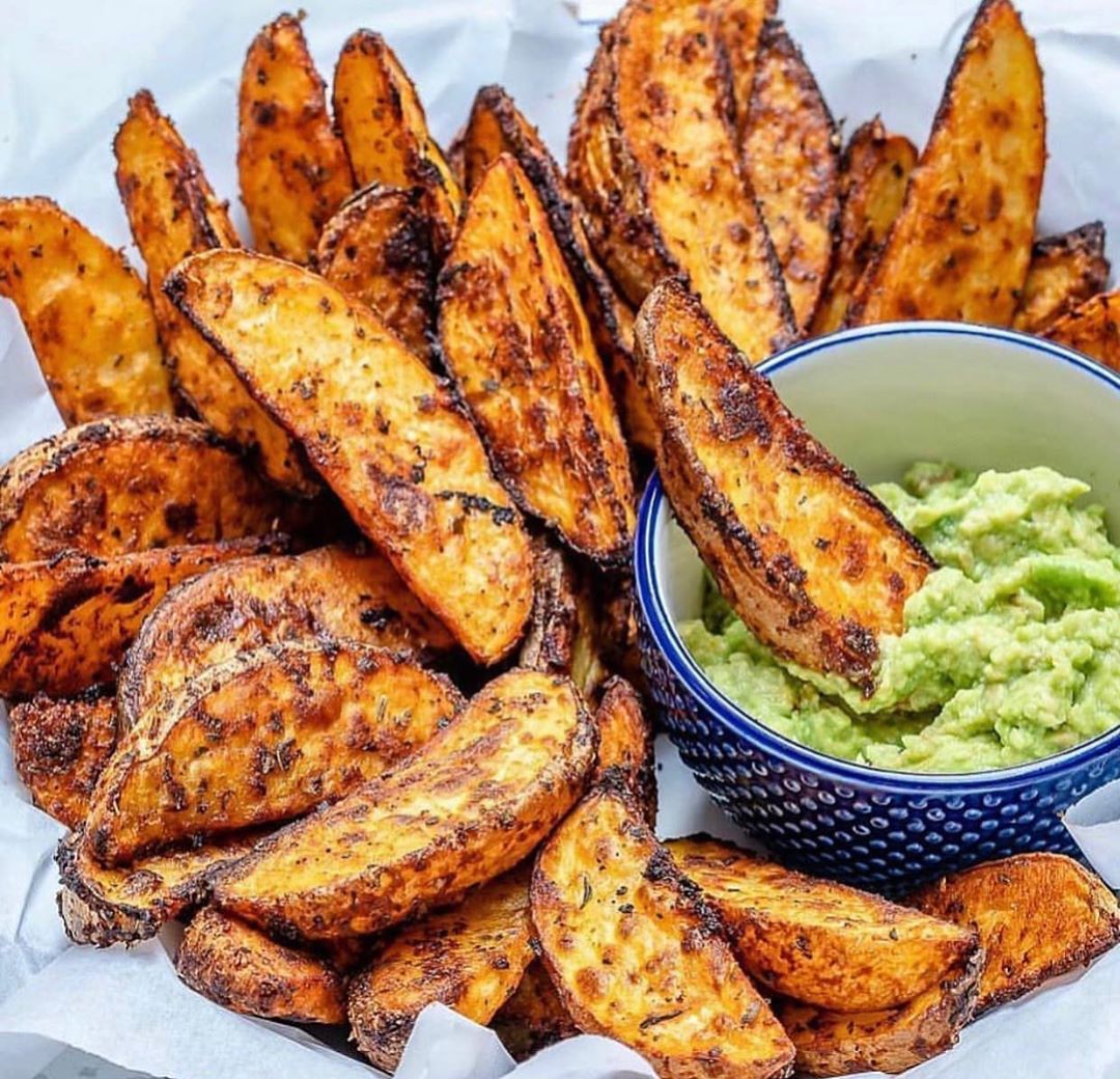 Baked Smoky Potato Wedges with a Limey Avocado Mash