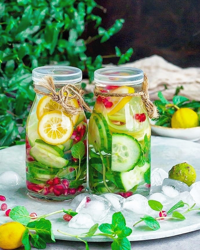 Refreshing Cucumber Mint Lemon Ginger Infused Water