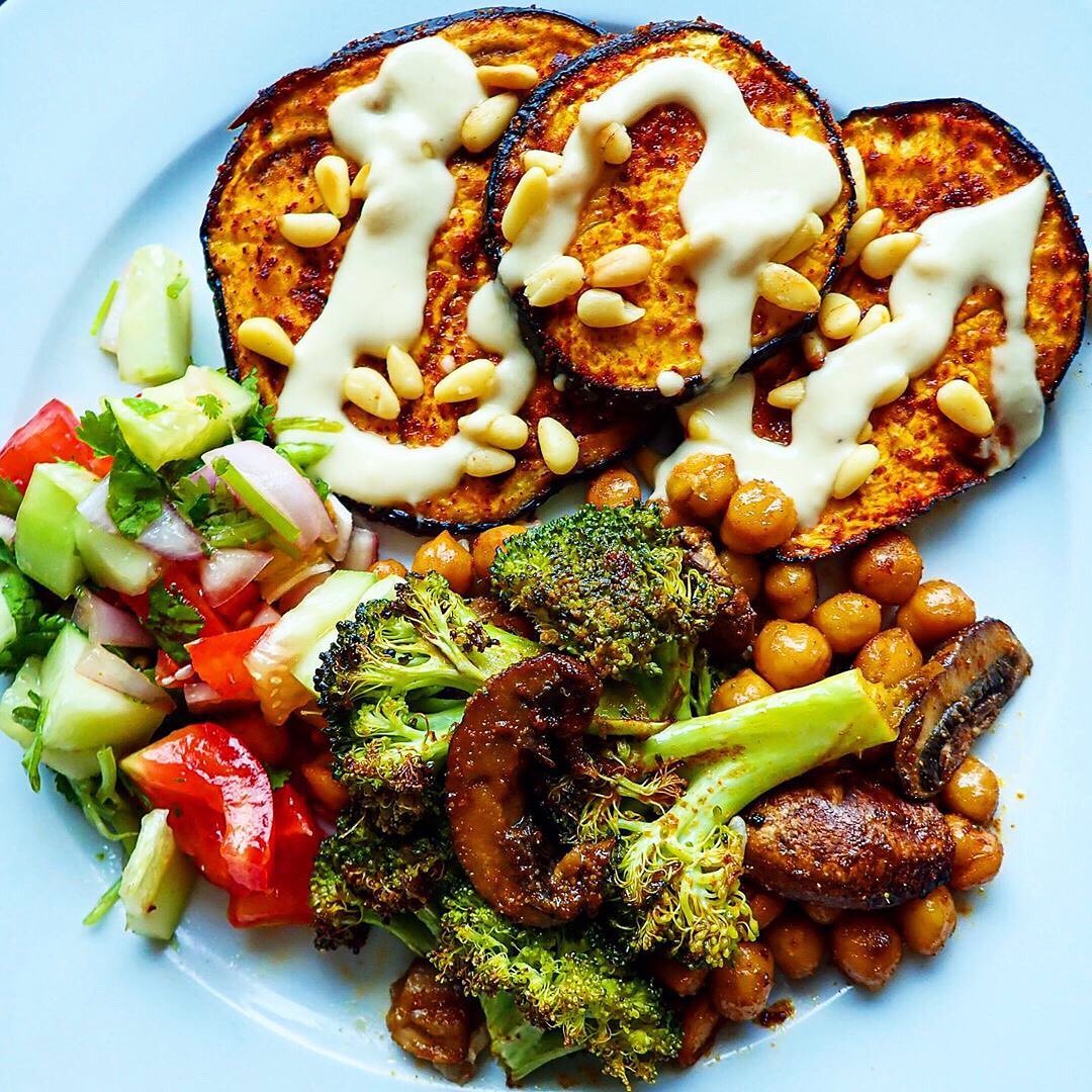 Middle East Inspired Eggplant with Lemon Tahini Sauce