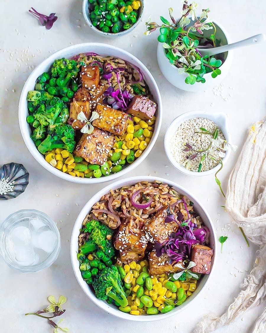 Crispy Tofu Stir Fry with Veggies and Rice