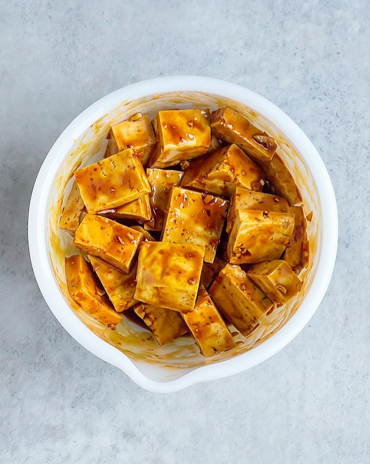 Crispy Tofu Stir Fry with Veggies and Rice