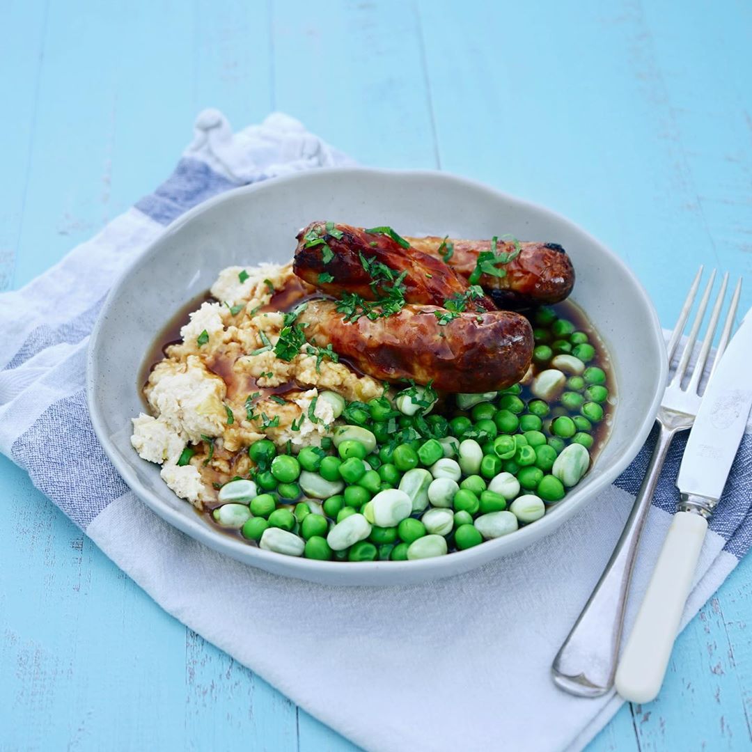My bangers and butter bean mash